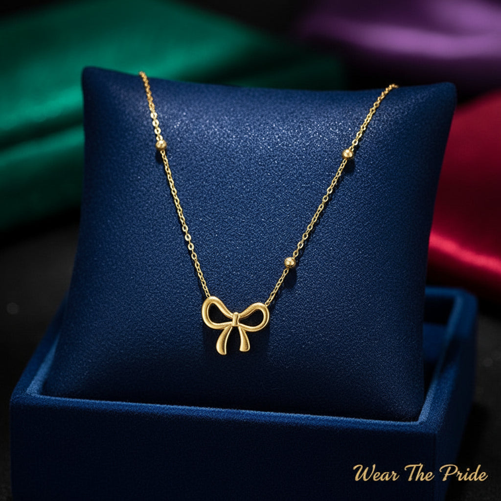 Gold-Plated Anti Tarnish Infinity Bow Pendant