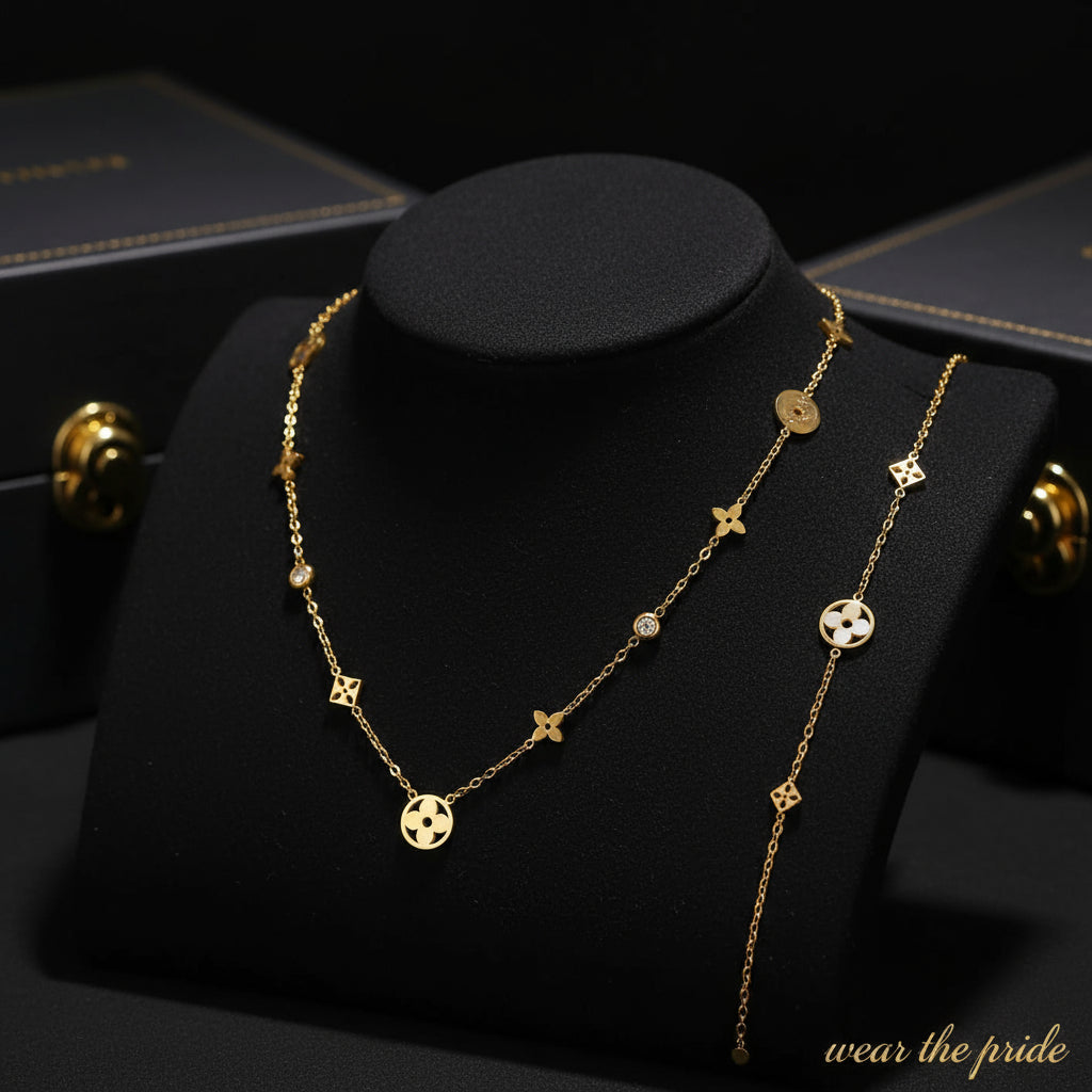 Elegant 18K Gold Plated Necklace Bracelet Set