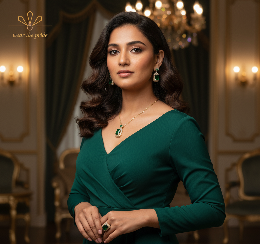 Elegant Emerald Necklace Set