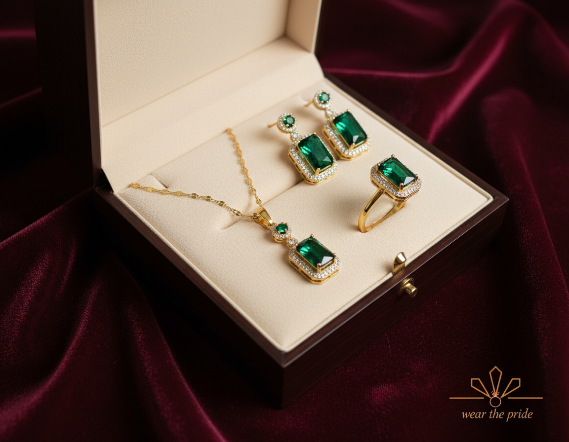 Elegant Emerald Necklace Set
