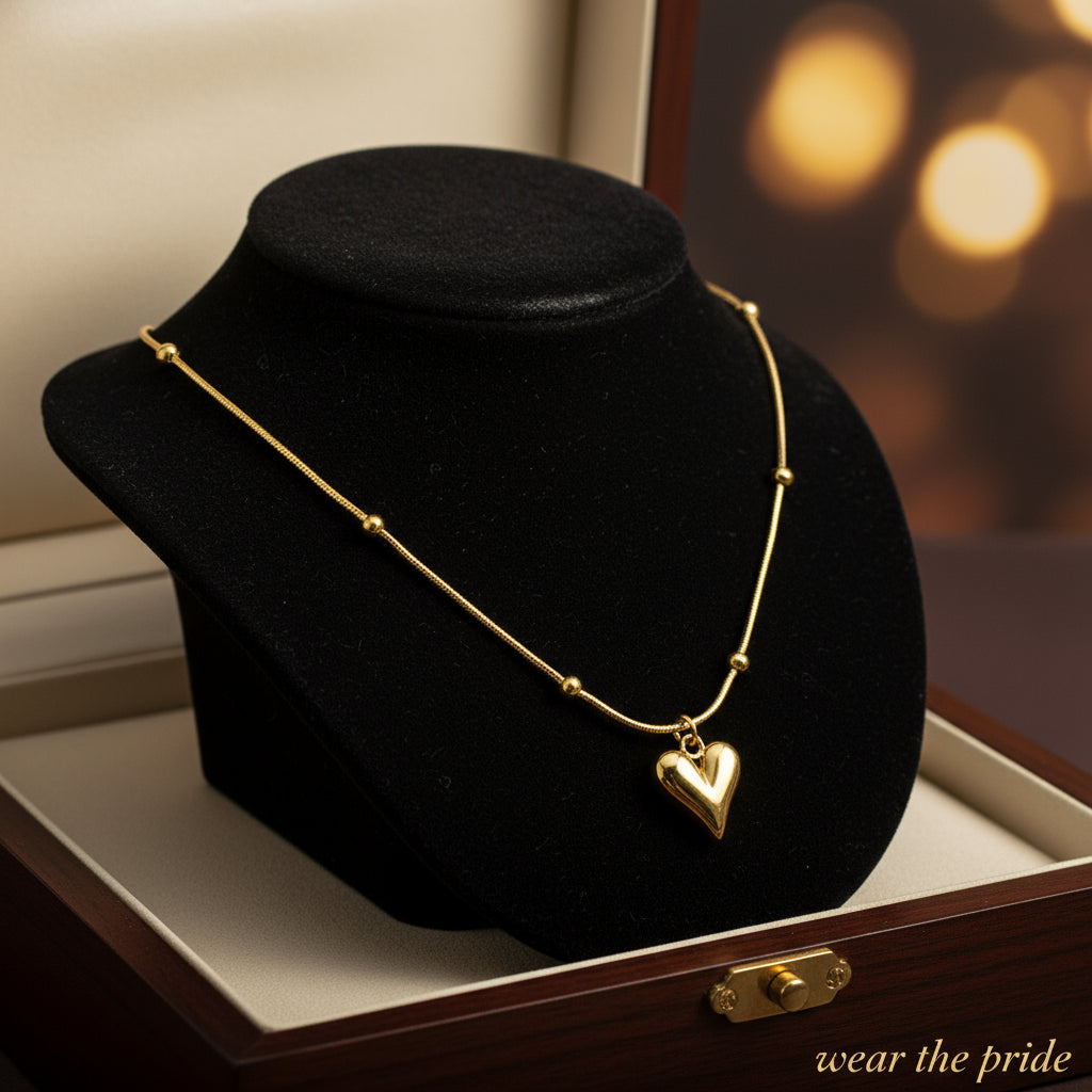 Gold-Plated Anti Tarnish Heart themed Stainless Steel Pendant