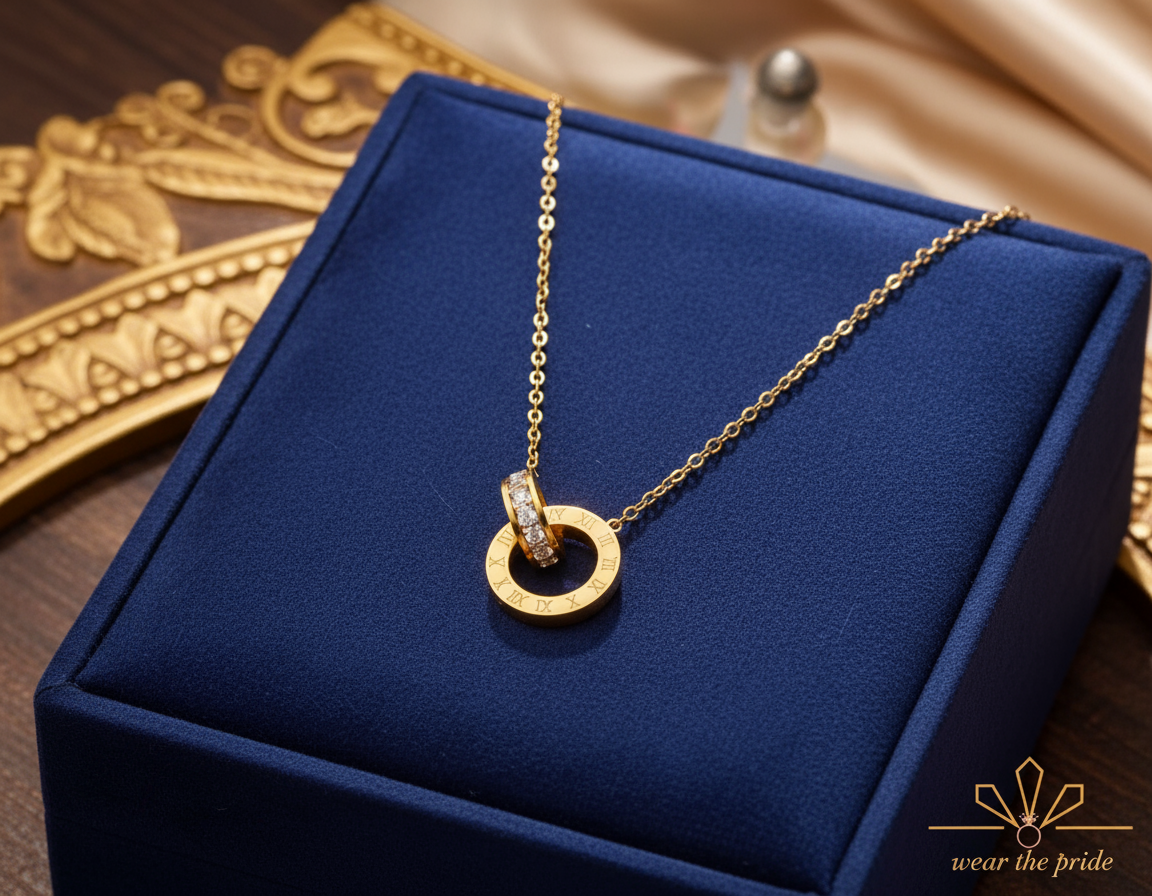 Ring Buckle Roman Digital Diamond Necklace