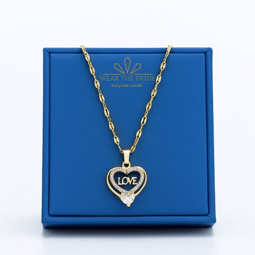 Lady Heart Shape Flower Pendant Necklace